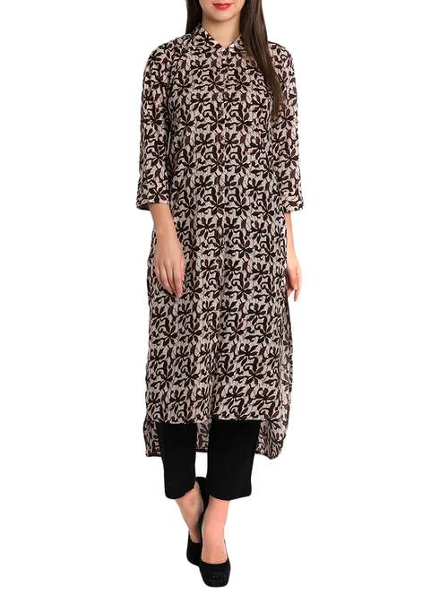 printed high-low kurta - 12648389 - Standard Image - 0