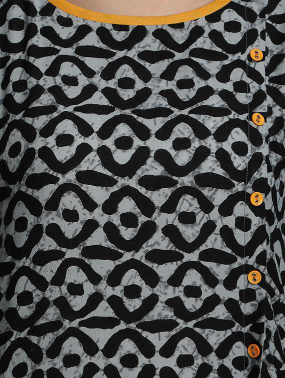 black viscose aline kurta - 12648397 -  Standard Image - 3