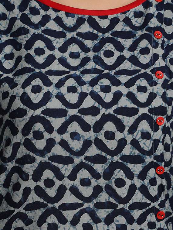 straight indigo kurta - 12648398 -  Standard Image - 3