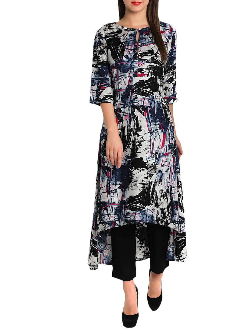 printed high-low kurta