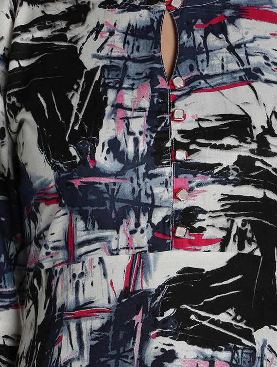 printed high-low kurta - 12648400 -  Standard Image - 3