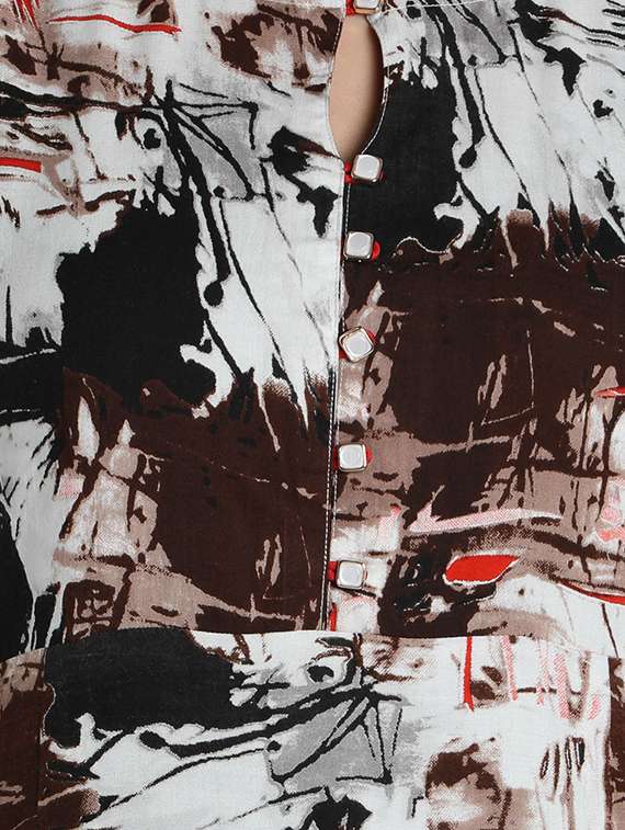 printed high-low kurta - 12648401 -  Standard Image - 3