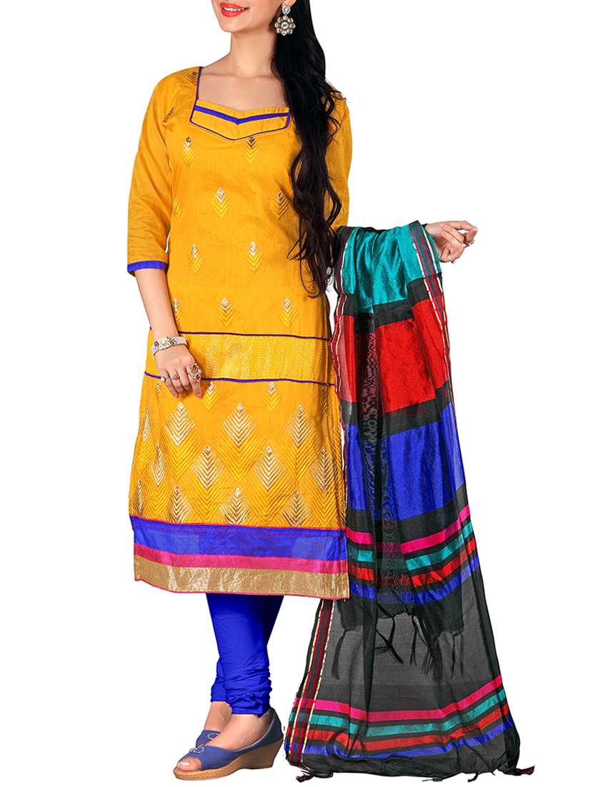 yellow georgette dress material