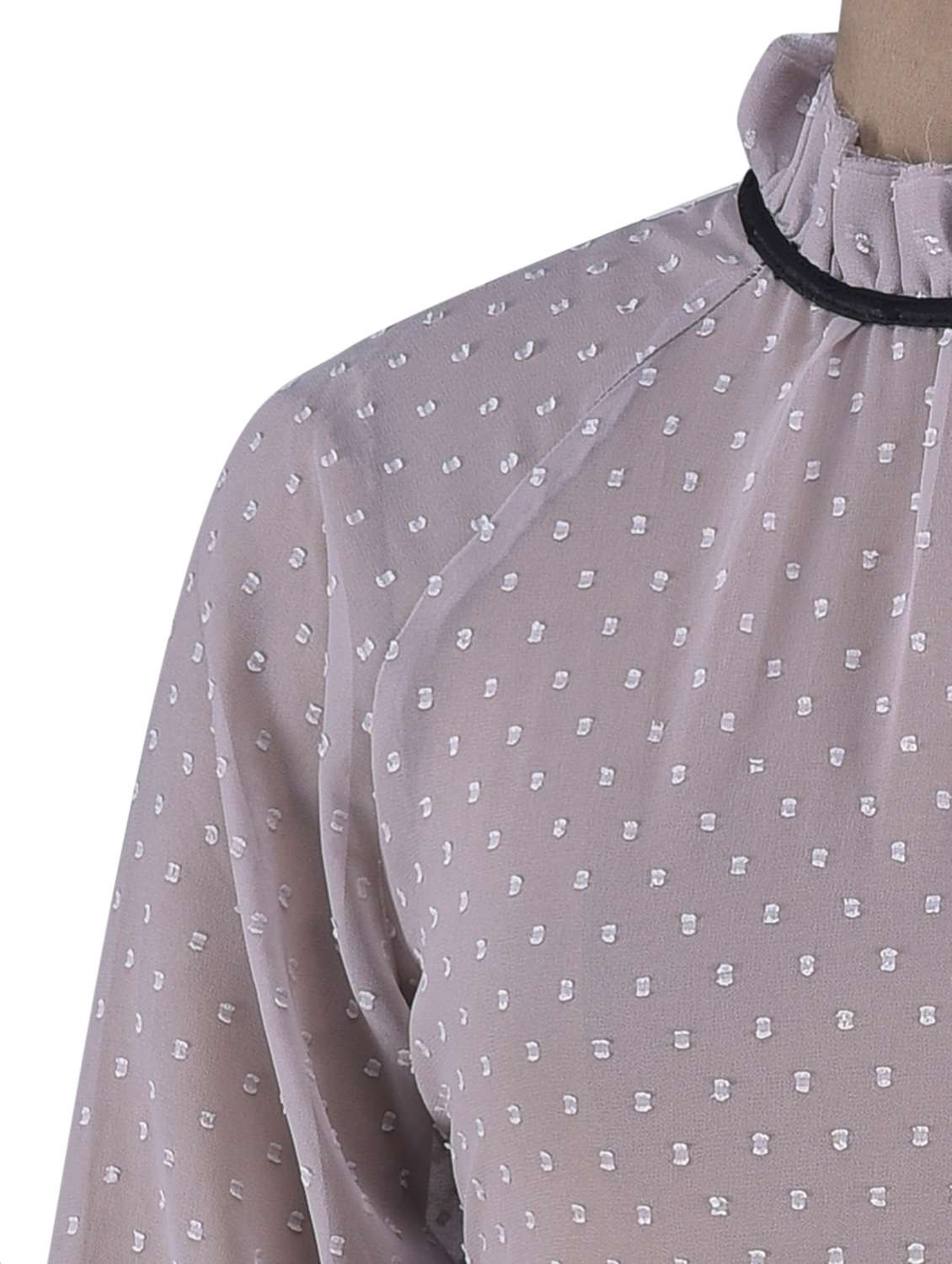 Taupe Poly Georgette Swiss Dotted Victorian Top - 1266536 -  Standard Image - 3