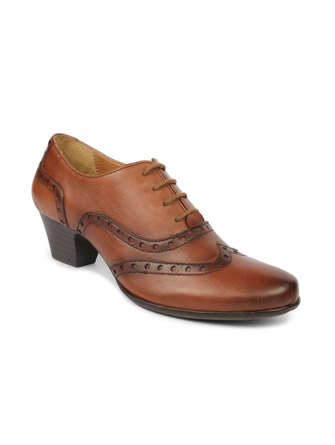 Buy online Brown Leatherette Brogues from footwear for Women by La