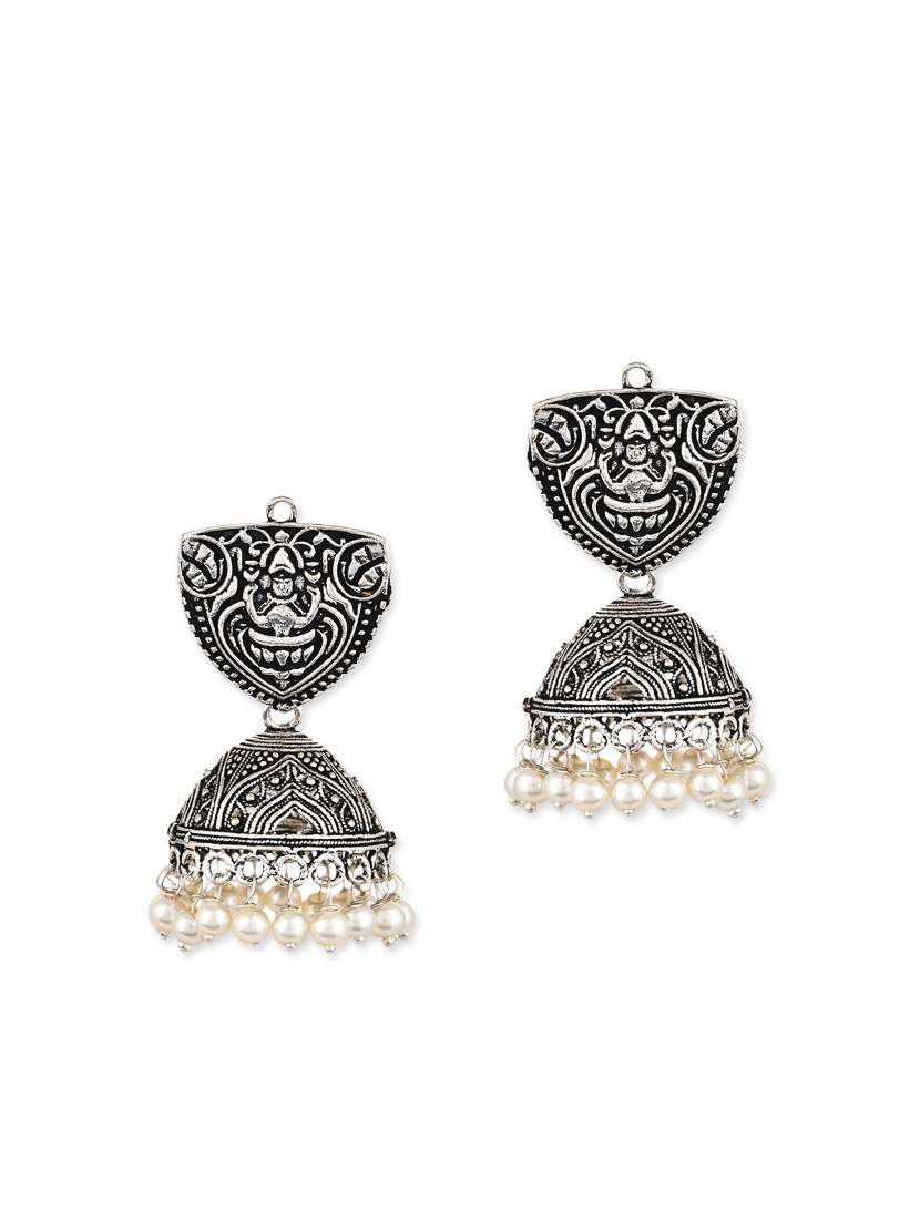 silver metal jhumka (set of 2) earrings