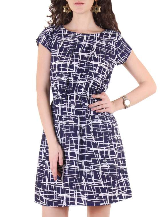 blue georgette blouson dress