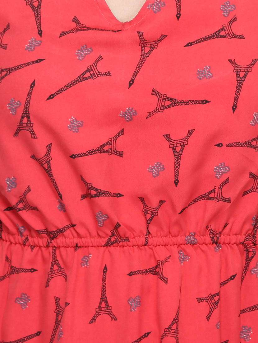 red printed crepe babydoll - 12760759 - Standard Image - 3