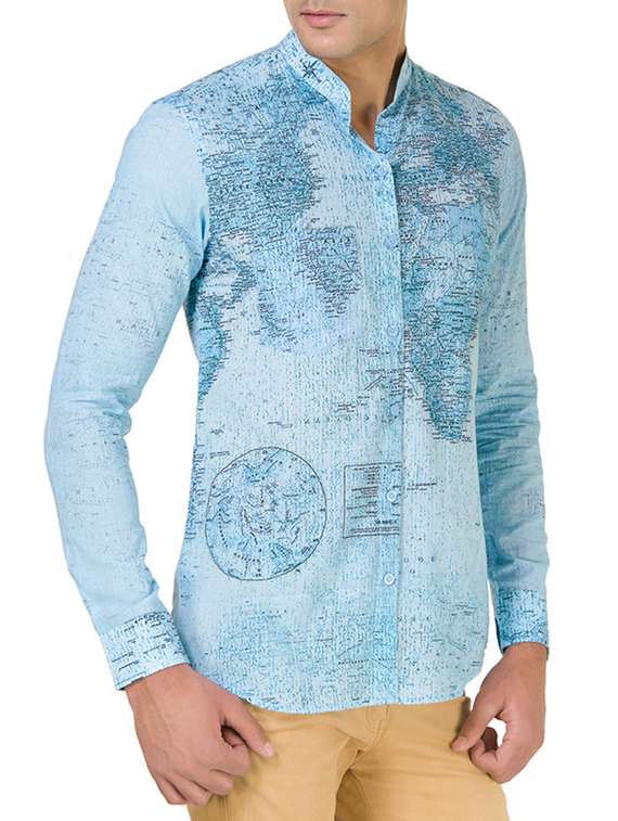 blue cotton casual shirt