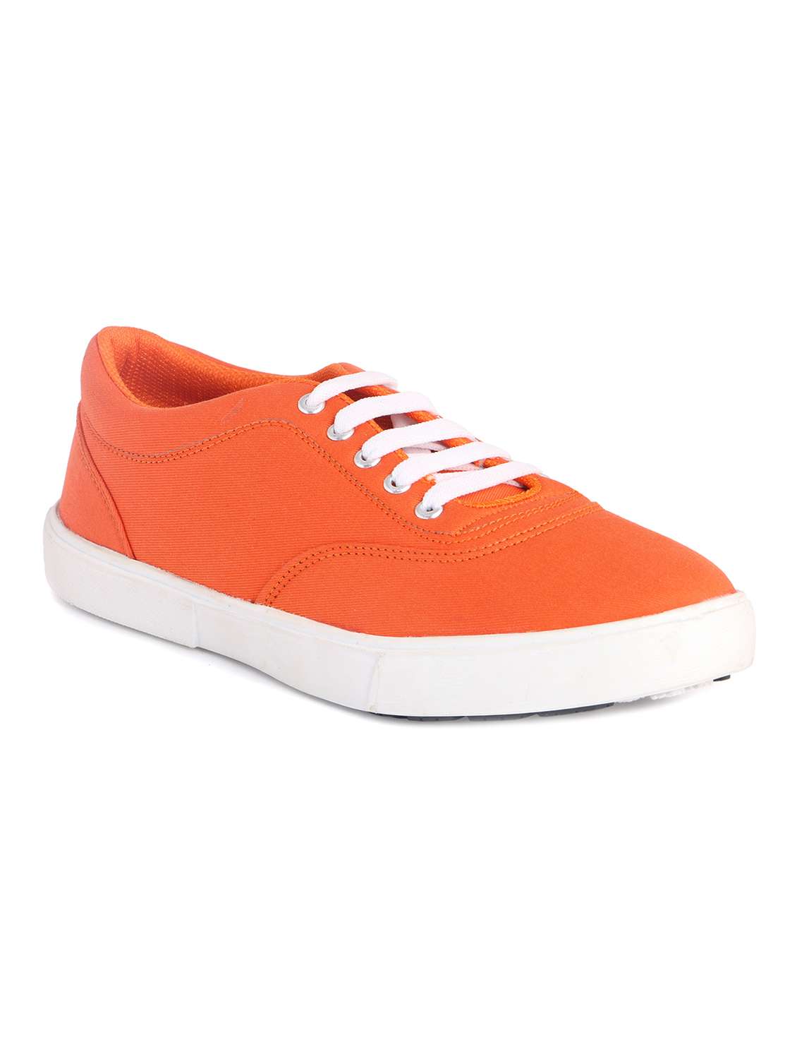orange rubber lace up sneakers