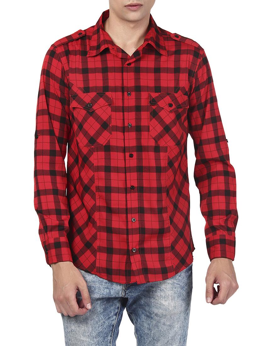 red polyester casual shirt - 12776126 - Zoom Image - 0
