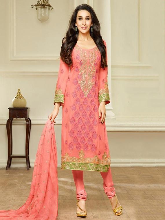peach color salwar suits dress material