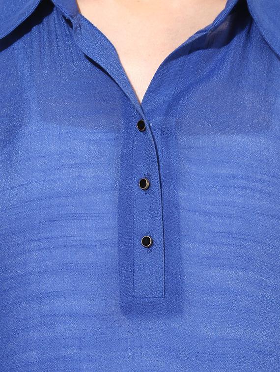 blue viscose high low blouse - 1278327 - Standard Image - 3
