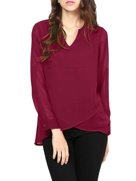 women's asymmetric notch neck top