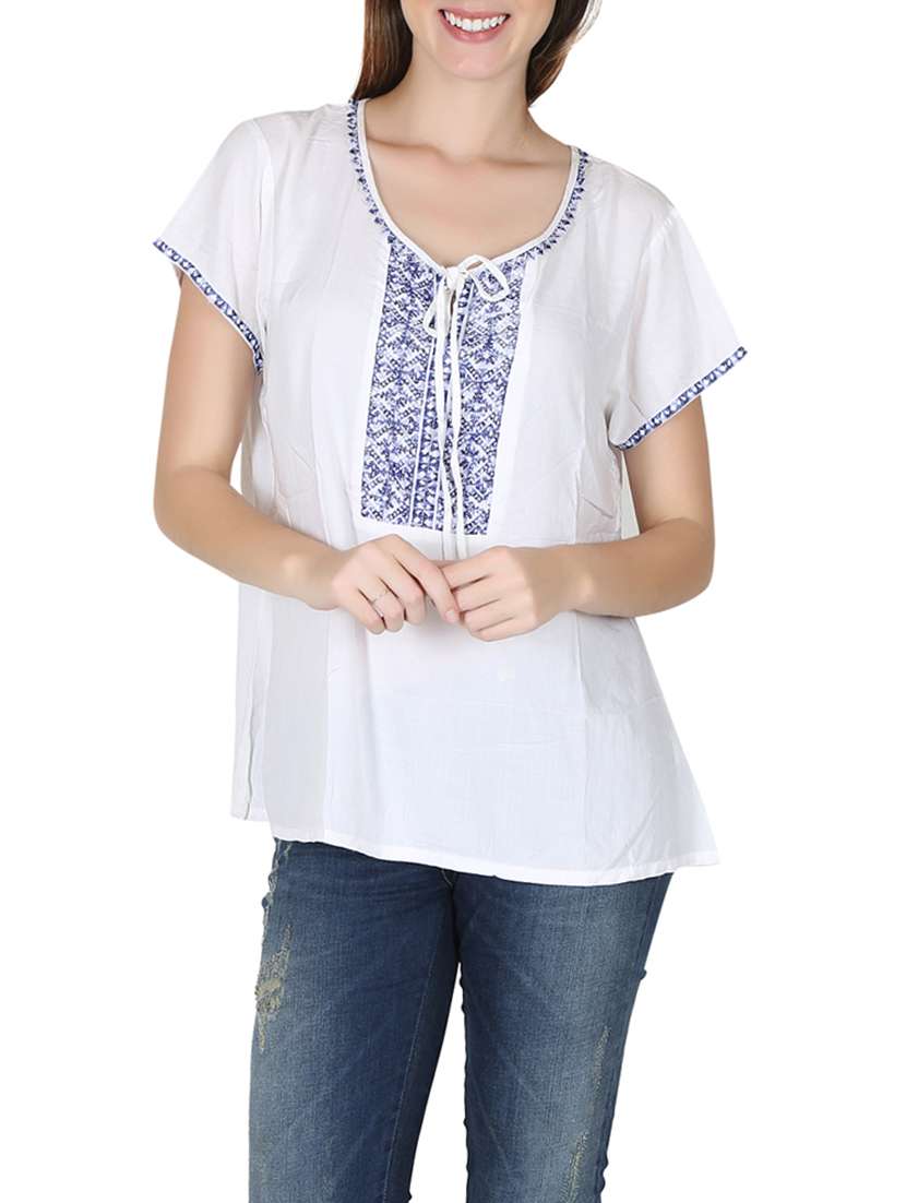 white cotton regular top