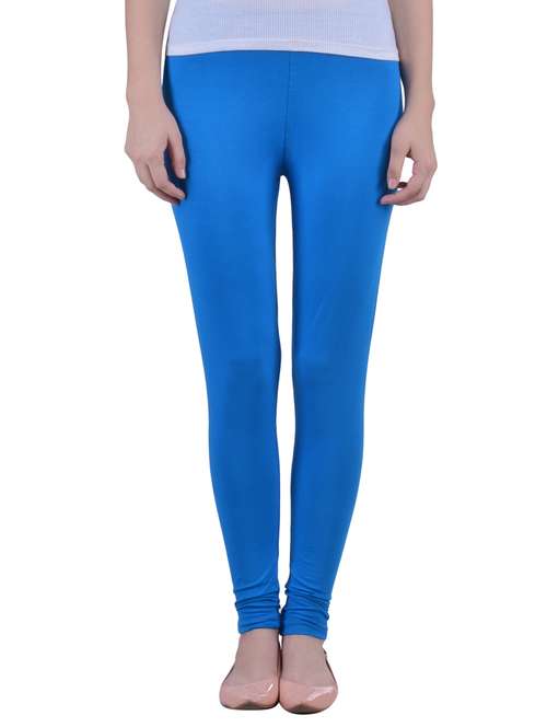 blue cotton lycra ankle length legging - 12786067 - Standard Image - 0