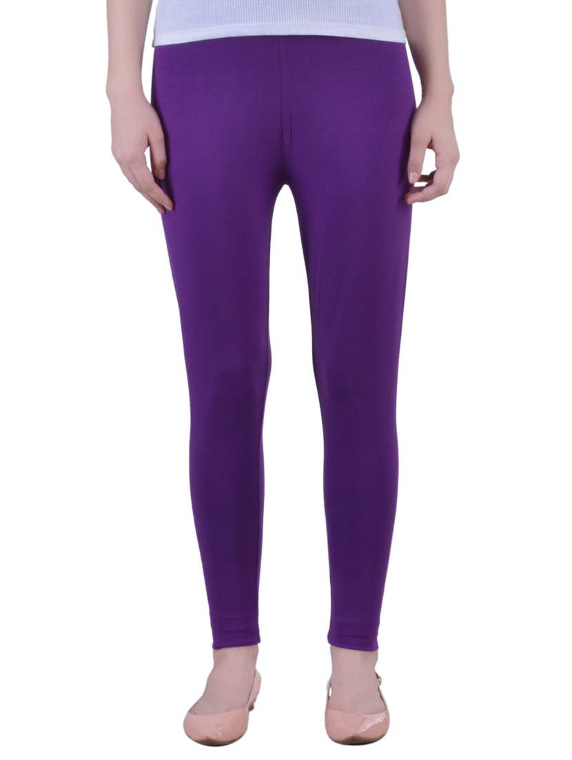 purple cotton lycra ankle length legging