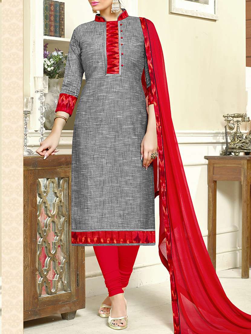 grey cotton churidaar suits unstitched suit