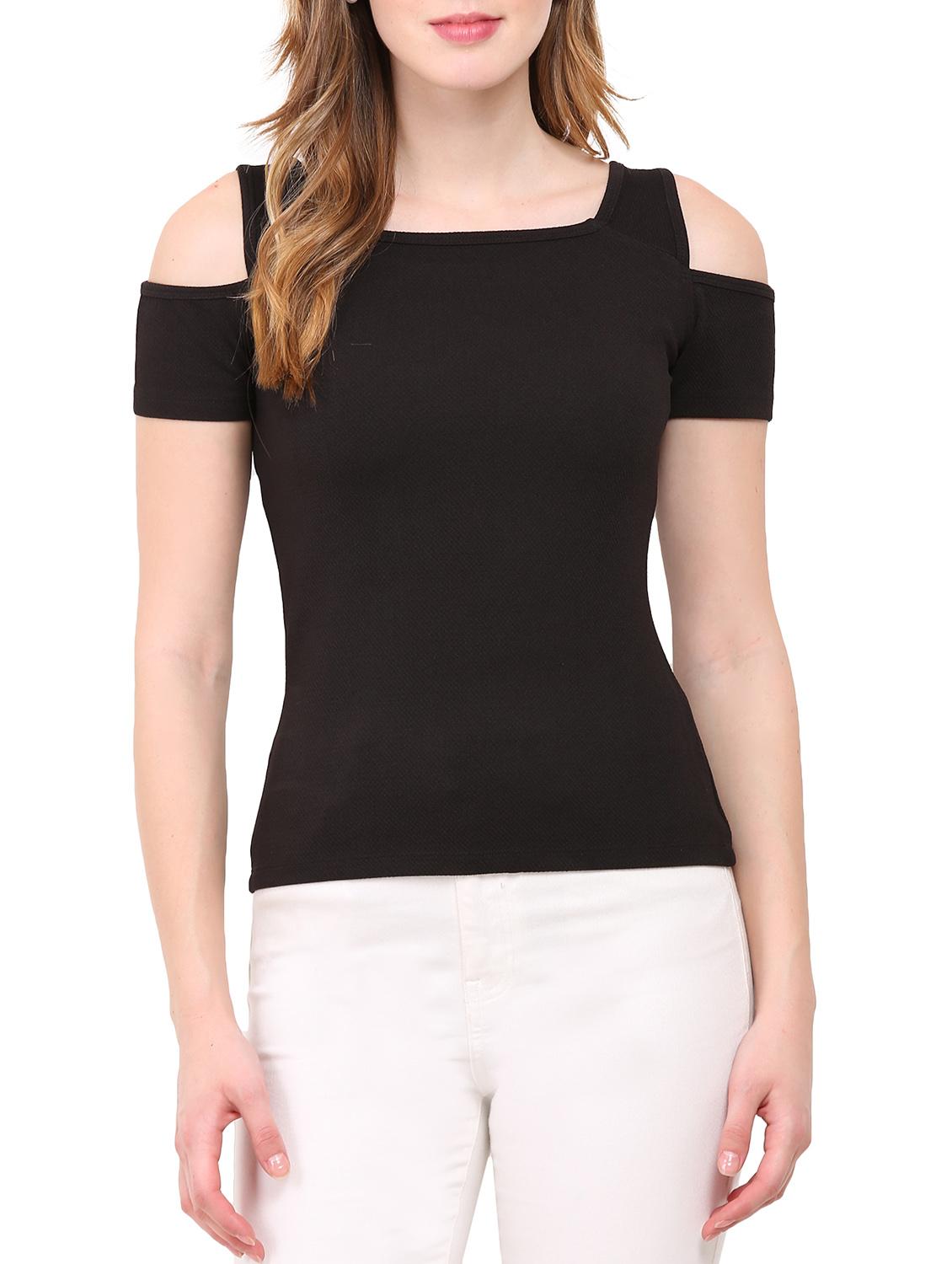 cold shoulder solid top  - 12786285 -  Zoom Image - 0