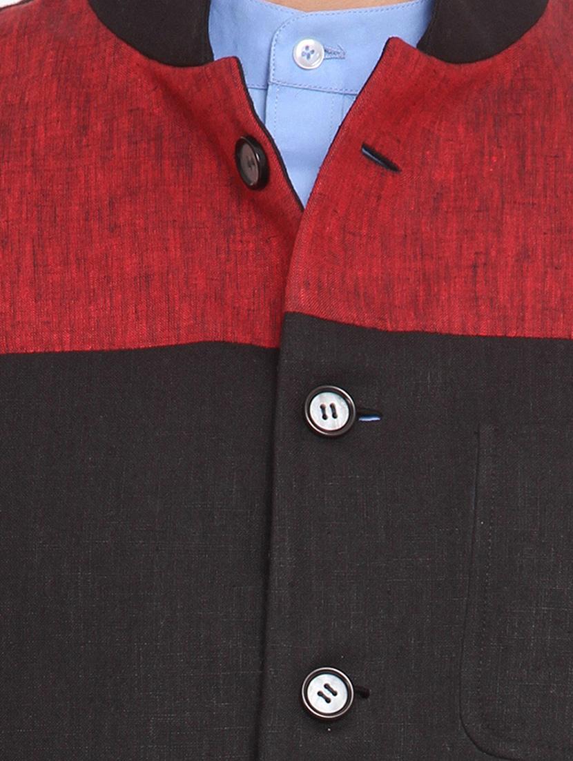 black cotton nehru jacket - 12787145 - Standard Image - 3