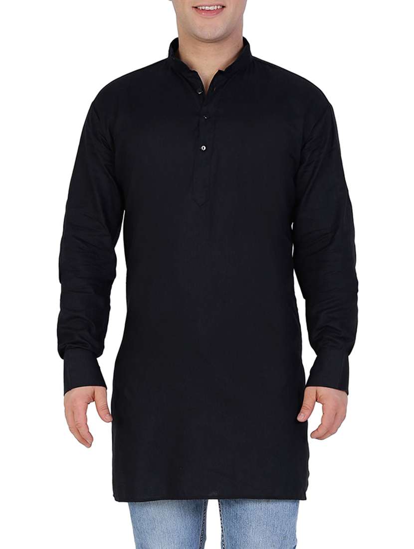 solid black cotton kurta