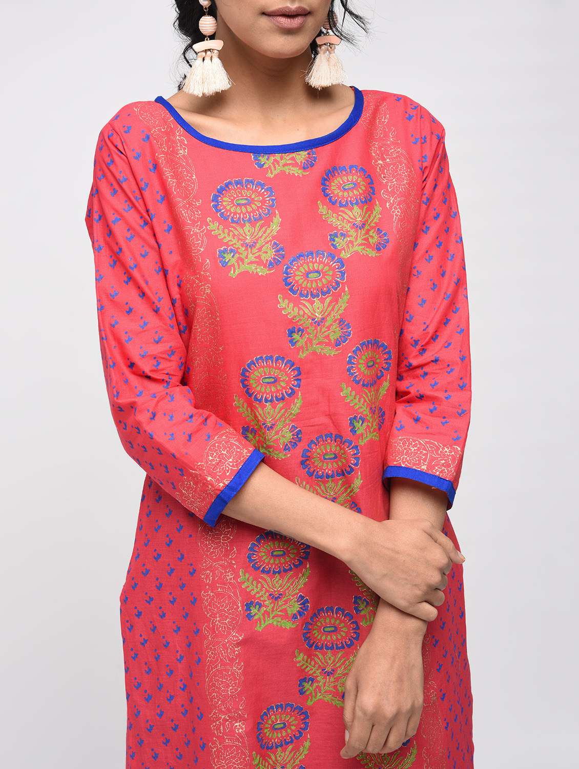 pink cotton straight kurta - 12787539 -  Standard Image - 3
