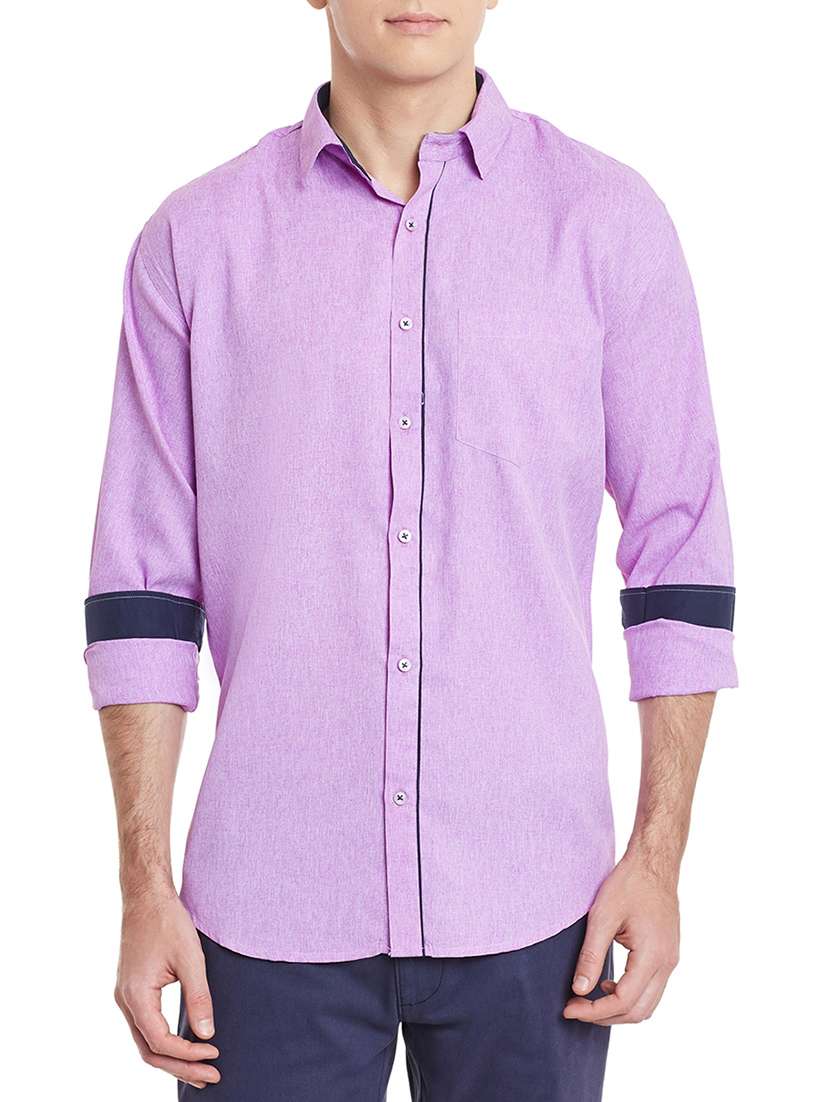 purple cotton casual shirt