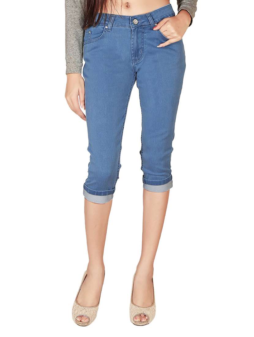 light blue denim capri - 12788227 - Zoom Image - 0