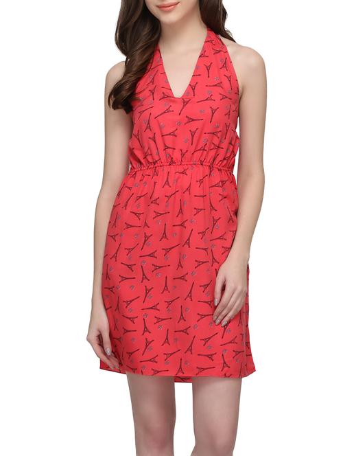 orange crepe blouson dress - 12790698 - Standard Image - 0