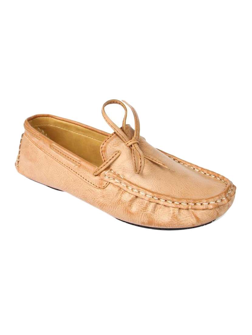 brown pu slip on moccasins