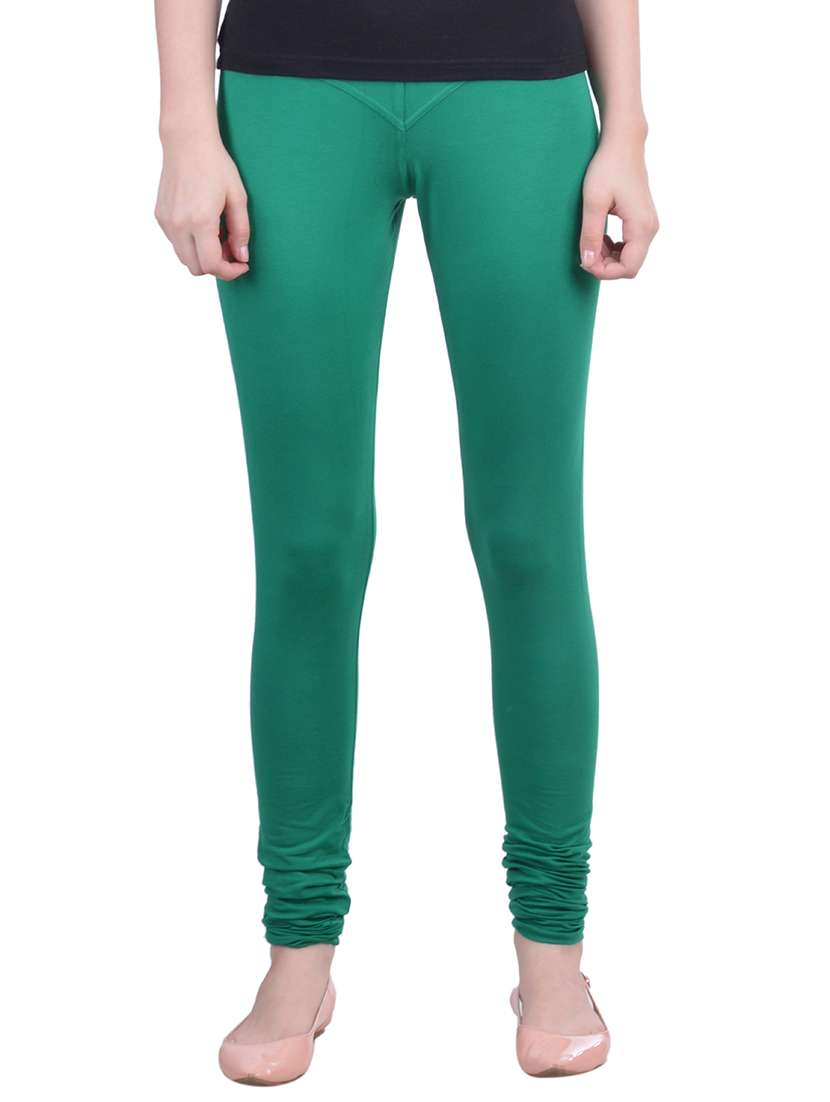 Buy online Green Cotton Lycra Ankle Length Legging from Capris