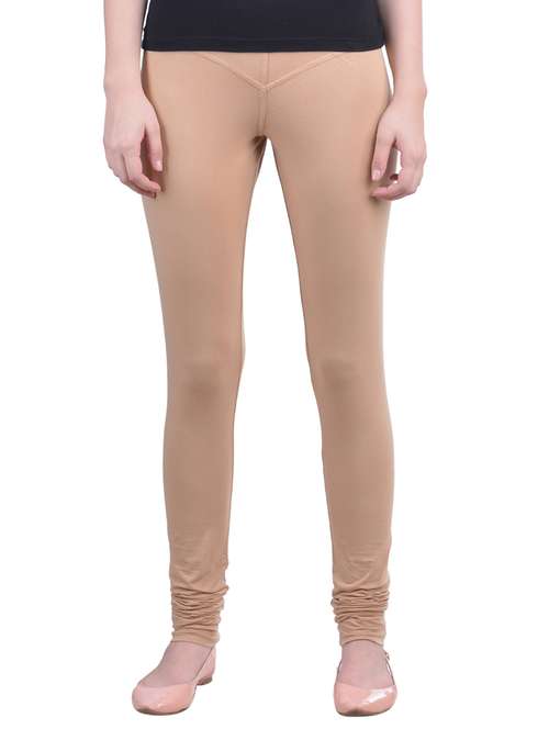 beige cotton lycra ankle length legging - 12792212 - Standard Image - 0
