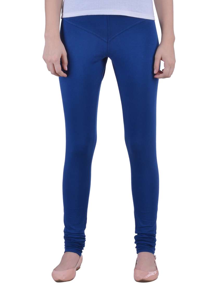 blue cotton lycra full length legging - 12792216 -  Zoom Image - 0