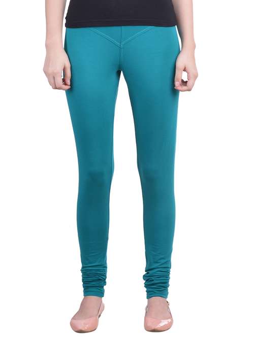 blue cotton lycra full length legging - 12792228 - Standard Image - 0