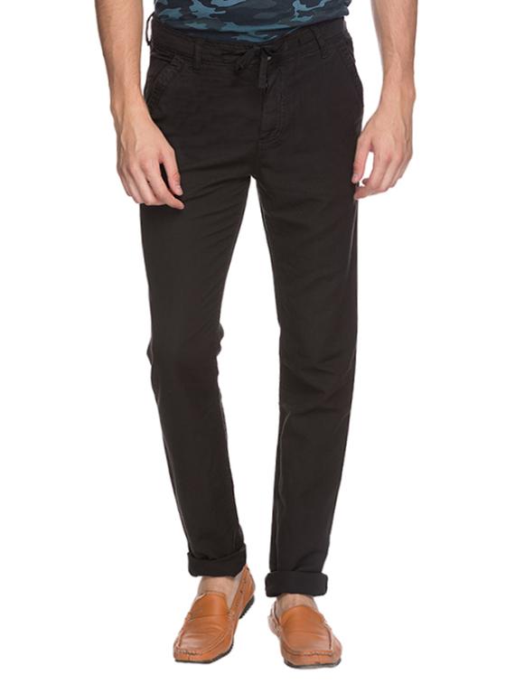 mufti mens black slim fit mid rise trousers - 12792479 -  Zoom Image - 0