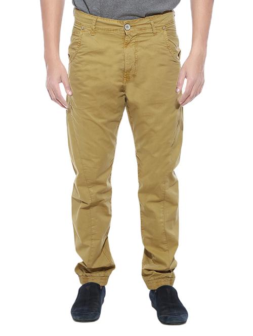 mufti mens khaki sports fit mid rise joggers - 12792525 -  Standard Image - 0