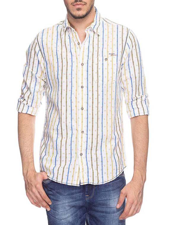 mufti mens khaki slim fit mid rise casual shirts - 12792593 -  Zoom Image - 0