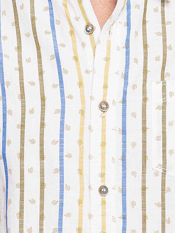 mufti mens khaki slim fit mid rise casual shirts - 12792593 - Standard Image - 3