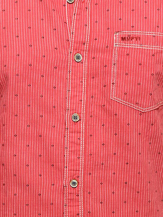 mufti mens red slim fit mid rise casual shirts - 12792594 - Standard Image - 3