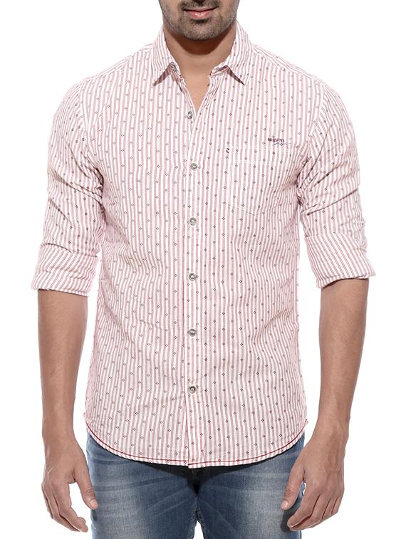 mufti mens red slim fit mid rise casual shirts - 12792624 -  Zoom Image - 0