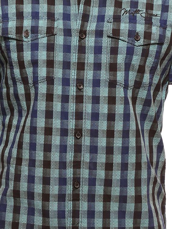 mufti mens turqouise slim fit mid rise casual shirts - 12792632 - Standard Image - 3