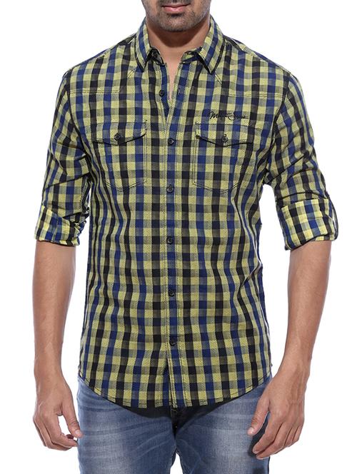mufti mens yellow slim fit mid rise casual shirts - 12792633 -  Standard Image - 0