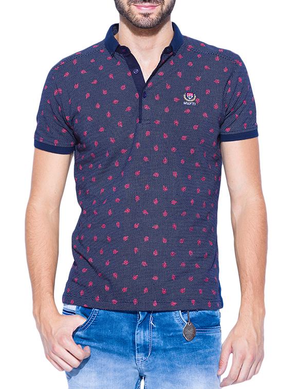 mufti mens navy slim fit mid rise tshirts - 12792722 - Zoom Image - 0