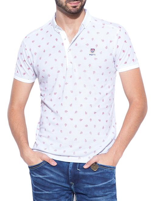 mufti mens white slim fit mid rise tshirts - 12792723 - Standard Image - 0