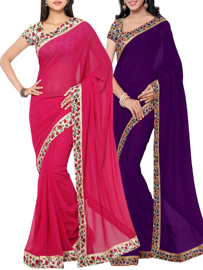 multi colored georgette combos saree with blouse