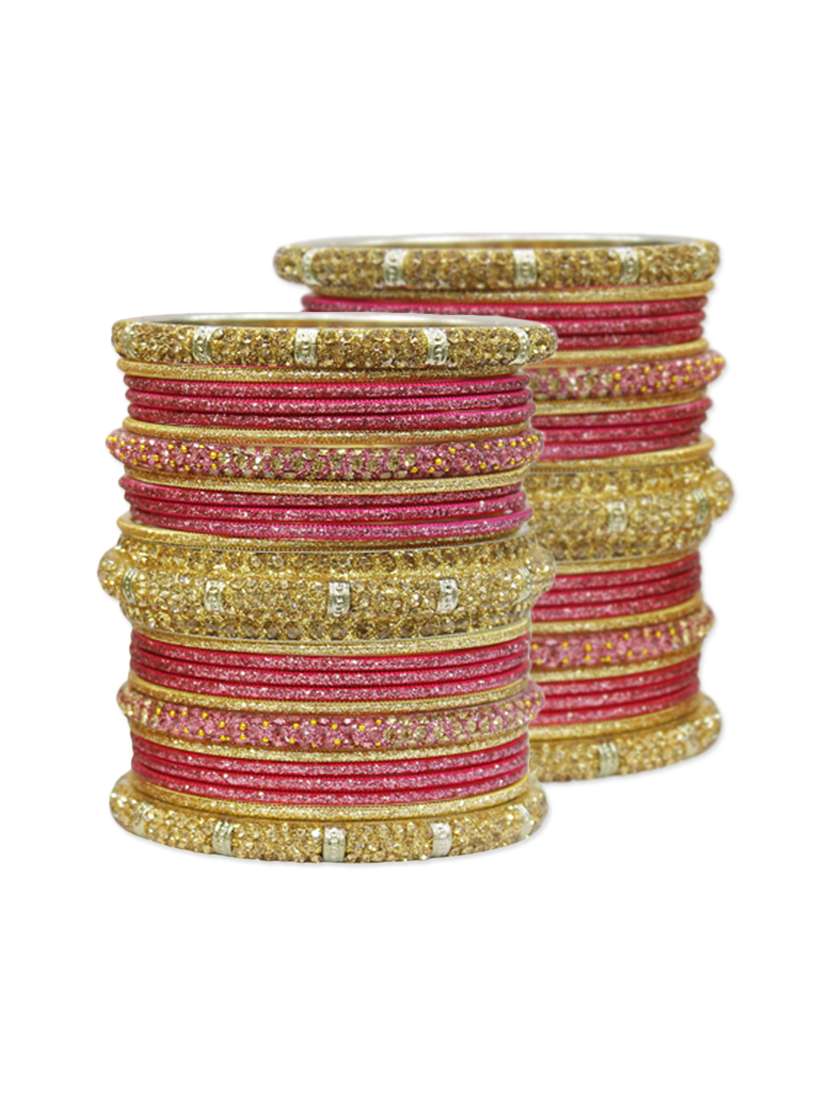pink gold tone stone bangles