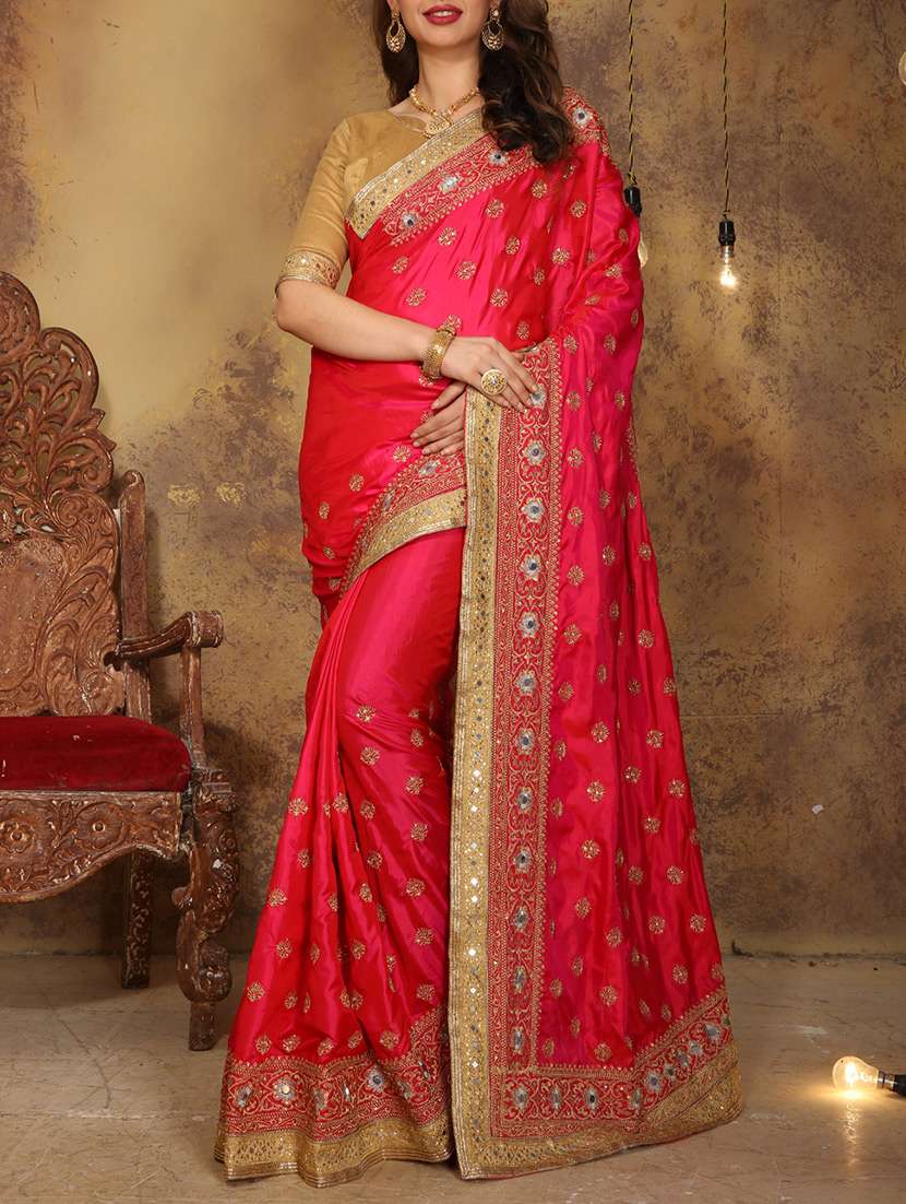 pink color silk saree with blouse
