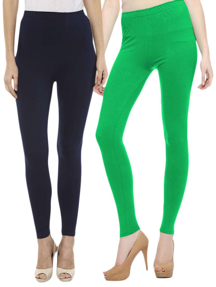 set of 2 multi colored cotton leggings