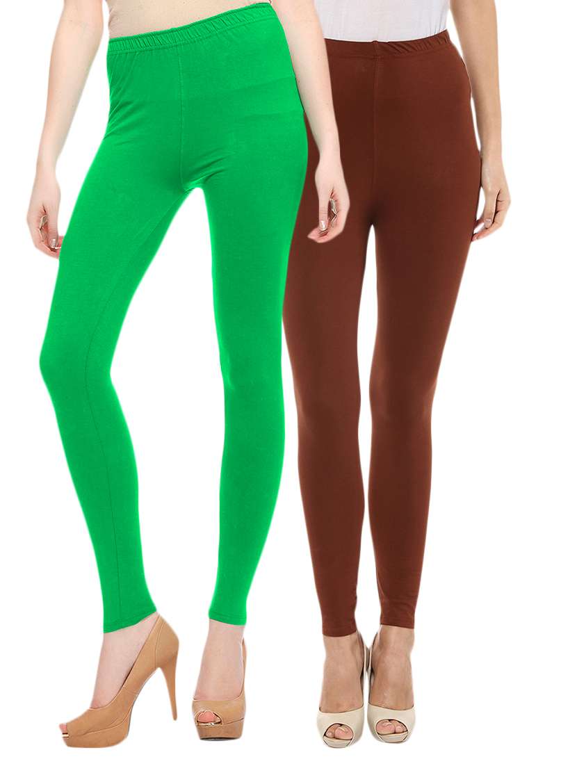 set of 2 multi colored cotton leggings