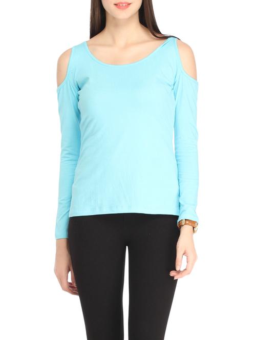 light blue cotton regular top - 12799993 - Standard Image - 0